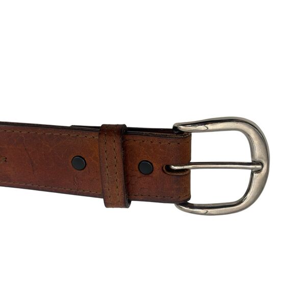 Tooled Brown Leather Belt – Size 38  Genuine cowhide leather belt - Picture 9 of 16